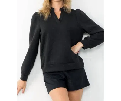 THML LONG SLEEVE TEXTURED SWEATER IN BLACK