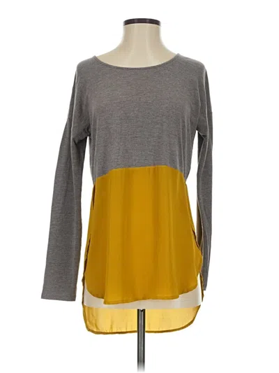 Pre-owned Thml Long Sleeve Top Gray Color Block Pattern Boatneck Tops