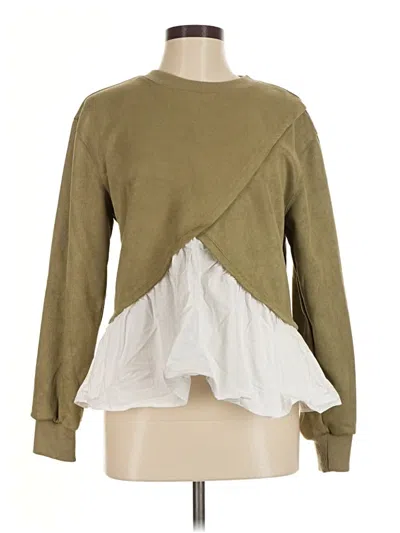 Pre-owned Thml Long Sleeve Top Green Mock Neckline Tops