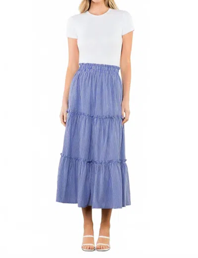 Thml Long Striped Skirt In Blue