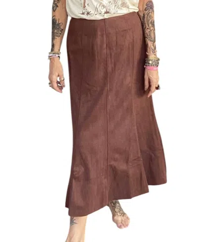 Thml Long Suede Skirt In Brown In Multi