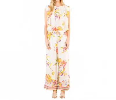 Thml Loose Floral Pattern Pants In Cream In White