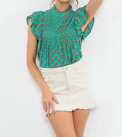 Thml Lucky Timing Top In Sage In Green