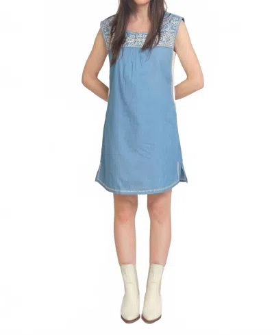 Thml Lyla Vintage Inspired Dress In Denim Blue