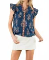 Thml Flutter Sleeve Floral Blouse In Navy In Blue