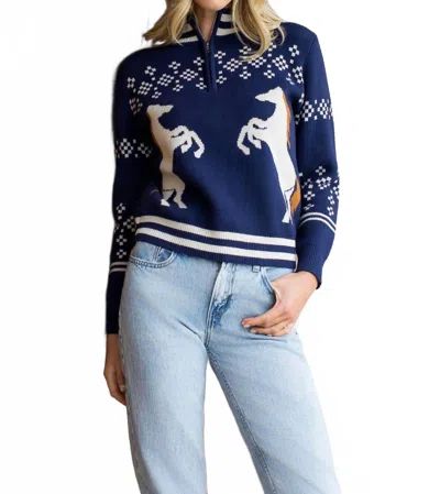 Thml Mallory Sweater Top In Navy In Blue