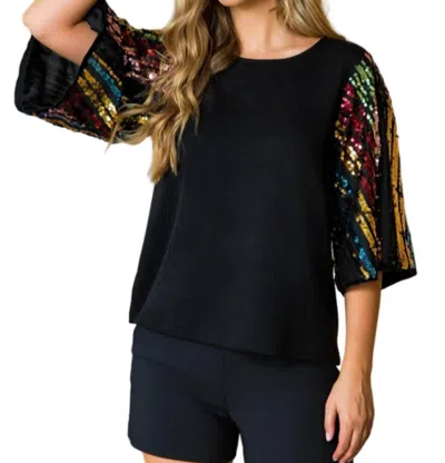 Thml Mariah Sequin Top In Black