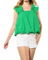Thml Marie Poplin Top In Green In Green