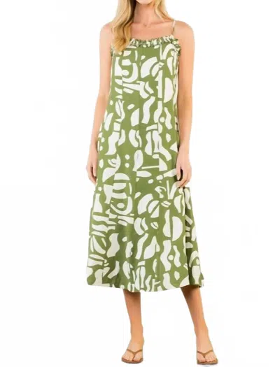 Thml Marilynn Thin Strap Printed Mini Dress In Green/cream