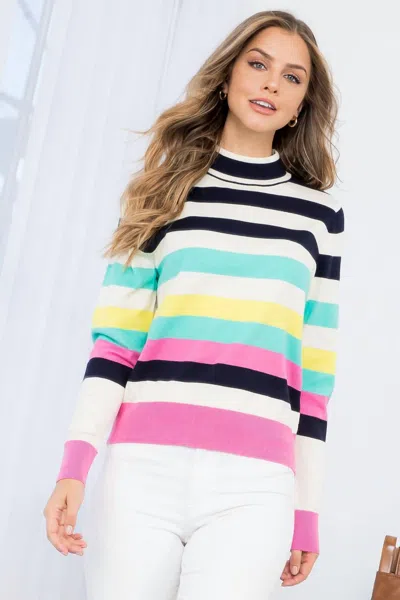 Thml Marisa Turtleneck Top In Multi Striped