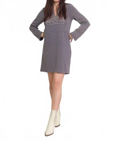 Thml Martine Embroidered Sweater Dress In Grey In Purple