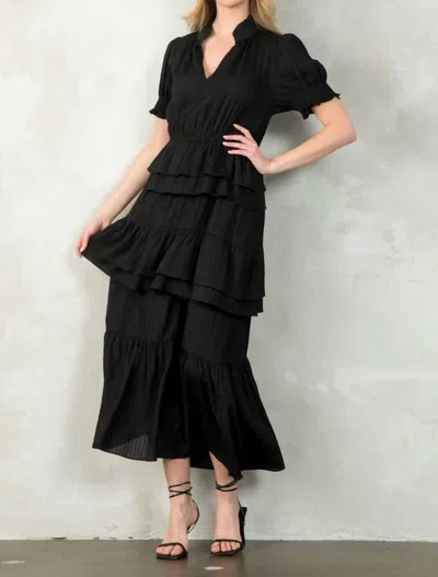 Thml Mary Claire Tiered Dress In Black
