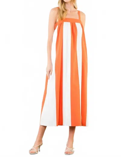 Thml Maya Midi Dress In Red Orange Stipe In Multi
