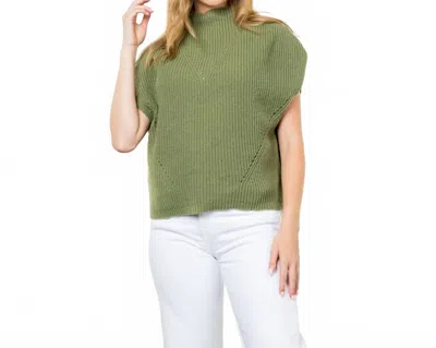 Thml Mendy Turtleneck Ribbed Vest In Olive In Green