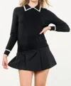 Thml Merritt Collared Sweater In Black & Stone In Multi