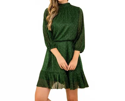 Thml Metallic Muse Dress In Emerald In Green