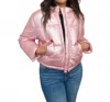 Thml Metallic Zip Puffer Jacket In Pink In Pink