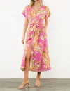 Thml Mia V Neck Floral Dress In Pink In Pink