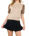 Thml Micah Sequin Sleeve Top In Beige In Brown