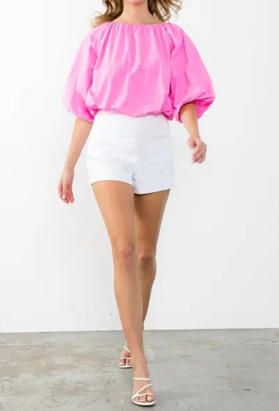 Thml Mid Puff Top In Hot Pink