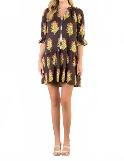 Thml Millie Floral Mini Dress In Chocolate In Multi
