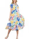 Thml Miranda Midi Dress In Blue Multi In White