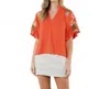 Thml Missy Puffed Sleeve Blouse In Red-orange In Orange