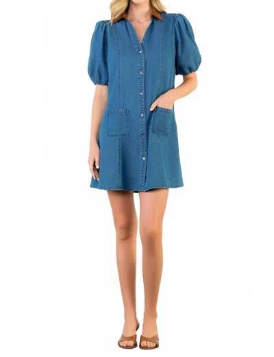Thml Mixed Media Denim Dress In Blue