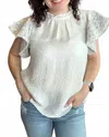 Thml Mixed Media Flutter Sleeve Top In White In White