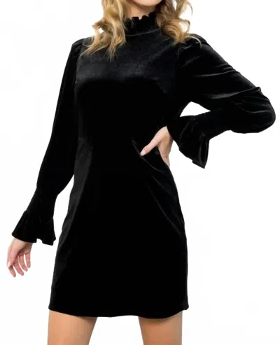 Thml Mock Neck Velvet Dress In Black
