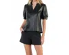 Thml Mollie Puff Sleeve Blouse In Black In Black