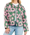 Thml Monroe Quilted Jacket In Green/pink In Multi