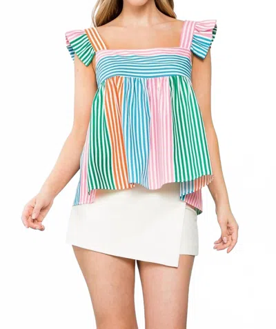 Thml Nicole Flutter Sleeves Top In Pink In Multi