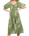 Thml Out Of The Woods Dress In Green Print In Green