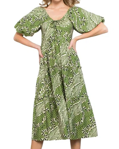 Thml Out Of The Woods Dress In Green Print In Multi