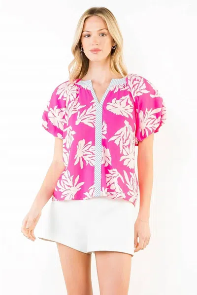 Thml Paradise Puff Sleeves Blouse In Pink In Multi