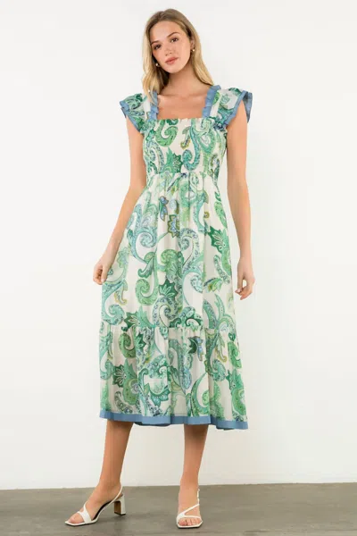 Thml Parker Paisley Midi Dress In Green In Multi
