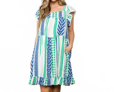 Thml Pattern Knit Dress In Green In Multi