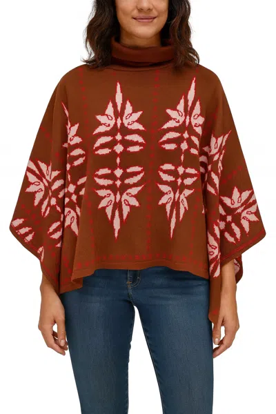 Thml Patterned Poncho In Multi In Brown