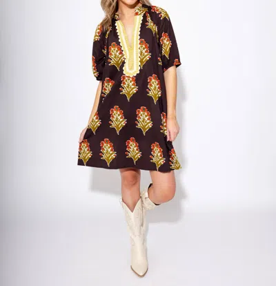Thml Petal Stripe V-neck Dress In Black In Multi