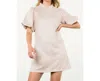 Thml Puff Sleeve Suede Dress In Cream In White