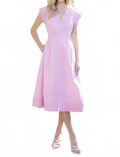 Thml Pintuck Zip Front Midi Dress In Pink