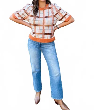 Thml Plaid Half Sleeve Top In Cream In Multi