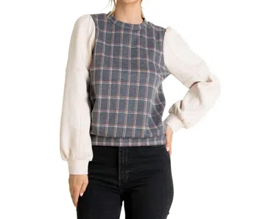Thml Plaid Pullover Sweater In Grey