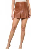 Thml Pleat Sleek Mini Skirt In Cognac In Brown