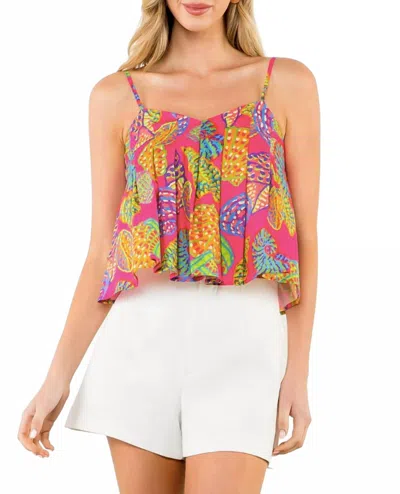 Thml Pleated Tank Top In Pink Multi