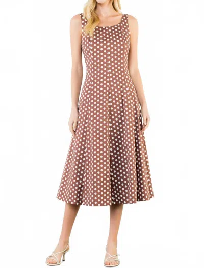 Thml Polka Dot Midi Dress In Brown In Multi