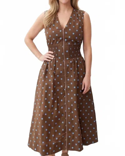 Thml Polka Dot Midi Dress In Brown/blue