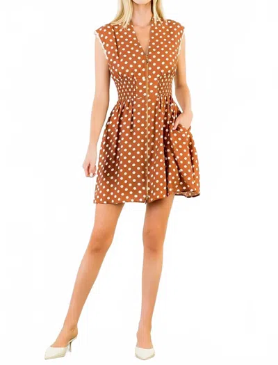 Thml Polka Dot Zipper Dress In Brown