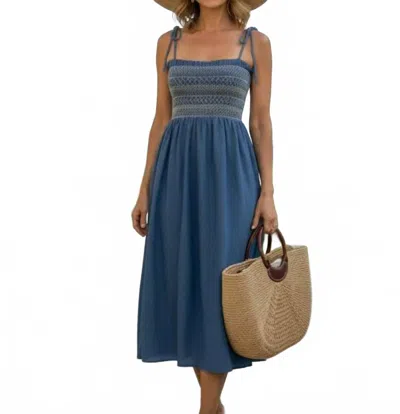 Thml Poolside Midi Dress In Chambray Blue